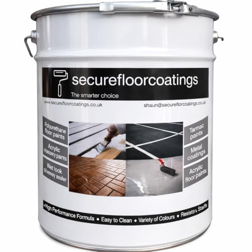 Secure Floor Coatings Fast Dry Tarmac Paint 20L Suitable For Driveways, Line Marking,Concrete, Waterbased, Great for Renovating Tarmac (20L, Dark Grey)