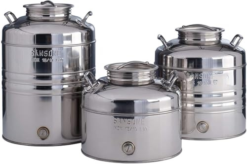 SANSONE Contenitore AGGRAPPATO Olio Fusto Alimentare Acciaio DAMIGIANA BIDONE (30 Litri)