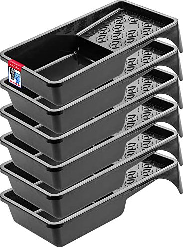 KADAX Black Painting Tray, 29.5 x 15.5 cm, Plastic Paint Tray, Rectangular Paint Tray with Small Handle, Painting Accessories, Disposable Paint Tray
