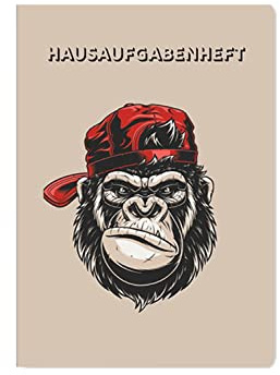 Adina Hausaufgabenheft A5 für Schlaue Faule mit Schutzumschlag (Cool Monkey)