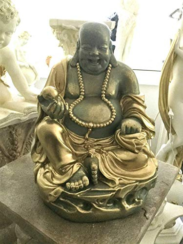 DSC Buddha Figur lachender Dicker Happy Buddha XL antik Designe Glück Feng Shui