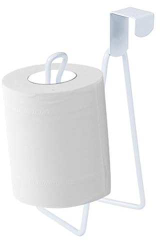 Bireegoo - Porta rotolo di carta igienica in metallo con gancio per appendere carta igienica in bagno, cucina, 7,5 x 19 cm, colore: Bianco