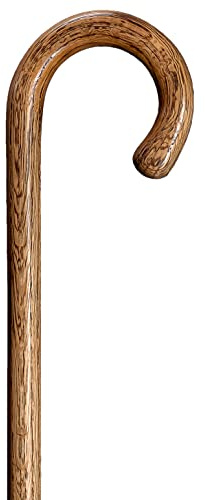 Gehstock Wanderstock Eiche, Rundhakenstock in einem Stück gebogen, deutsches Eichenholz, geölt und versiegelt, 94 cm, inkl. Gummipuffer