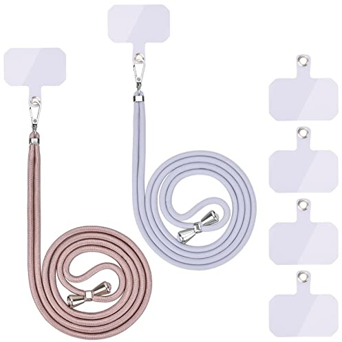 Linkbro Handykette Universal, Handy Lanyard, Universelles Handy um den Hals hängend mit Pad Handy Lanyard, verstellbar und abnehmbar. (2Roségold+grau)
