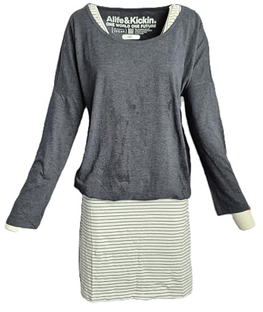 alife & kickin Damen Kleid Sommerkleid Sweatkleid, Langarm, Maritim-Streifen, Casual Freizeitkleid, Knielang