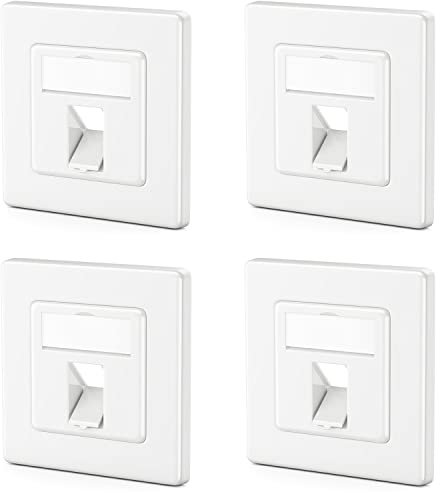 deleyCON 4x 1 Port LAN Anschlussdose Datendose Unterputzdose für Keystone Module 45° Gewinkelter Auslass für Keystone Module mit z.B. RJ45 Koaxial F-Stecker RJ-11 Cinch Klinke Toslink PS2