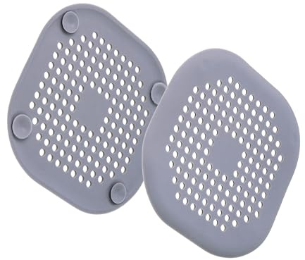 Universal Abflusssieb, 2 Stück, in Grau, aus TPR, Ø 14 x 14 cm, mit 4 Saugnäpfen für festen Halt, für Abflüsse bis Ø 10 cm, Ablaufsieb Spüle, Waschbecken, Badewanne, Dusche, Haarfilter Sieb Ablauf