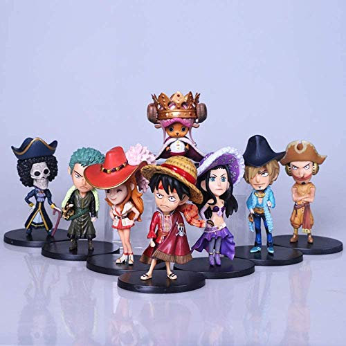 FABIIA Collection of Decorative Crafts 9Pcs One Piece Straw Hat Pirates PVC Anime Cartoon Game Character Model Statue Figure Toy Collectibles Decorations Favorite by Anime Fan PVC Model