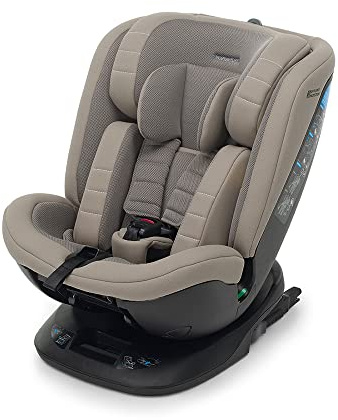 Foppapedretti Seggiolino Auto Clock I-Size, Seduta Girevole a 360°, per bambini da 40 a 150 cm di altezza, 0-12 anni, conforme ECE R129, Fissaggio Dualfix (Isofix e non), Safe Body Protection, Desert