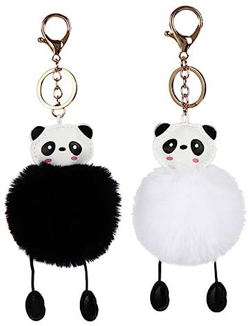 NUOBESTY 2stücke Panda-schlüsselanhänger Aus Plüsch Taschenanhänger Autoschlüsselanhänger Schlüsselring Schmuck Für Handtasche Rucksack Schlüsselbund Schwarz Weiß