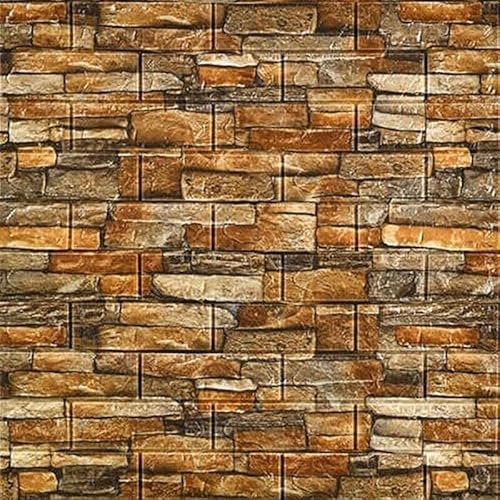 3D Wandpaneele Wandpaneele Wandverkleidung Stein Steinoptik Dunkel Stein Selbstklebend Wandsticker Wandsticker Wasserdicht PVC 77cm x 70cm x 2MM (10 Stück, Holz)