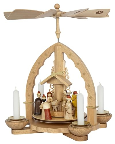 Richard Glaesser Pyramid of Christ Birth Nature for Tea Light and Candles from Seiffen in the Ore Mountains