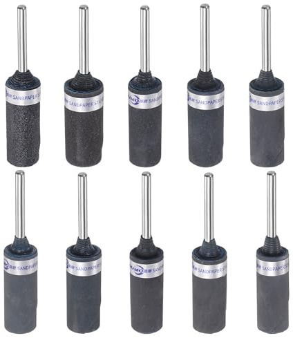 QUARKZMAN Kit de 10 Rouleaux de Papier Abrasif Grain 180-2000, Tige de 2,35 mm, Manchons de Tambour de Ponçage, Tête de Meulage Cylindrique Pour Le Travail Du Bois Verre Polissage Métaux