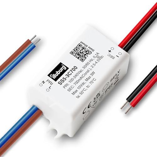 illuburg Trasformatore LED Impermeabile IP65 700mA Corrente Costante 2W - 3W LED Alimentatore Driver