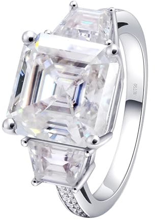 Whoiy Ehering Weißgold 585, Damen Verlobungsringe 5ct Moissanite Hochzeit Ring Hochzeitsring Echtgold 14 Karat für Frauen Gr 56 (17.8)