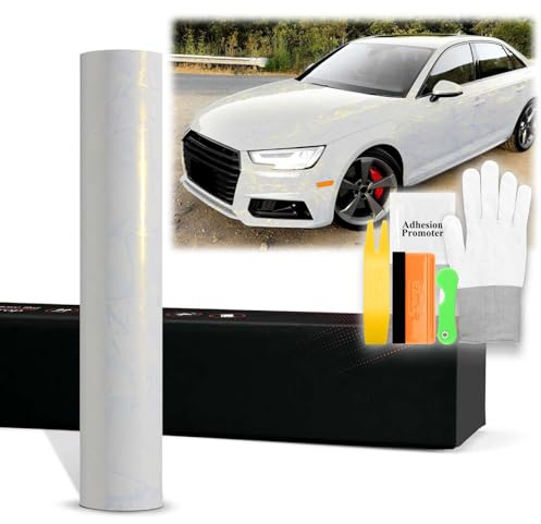 Lámina adhesiva de vinilo para coche, 20 x 60 pulgadas (1.6 pies x 5 pies), color blanco y dorado PET, mármol, perla, brillante, para automóvil, sin burbujas, tecnología de liberación de aire con kit