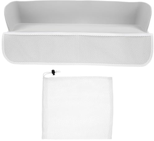 Foppla Bathtub Splash Guard with 4 Mesh Pockets and 8 Suction Cups Attach to Bath Tub Kids Bathtub Shelf Silicone Baby Bath Toy Storage Splashproof Bathtub Topper Shelf Bathtub Play Shelf Area for Kid