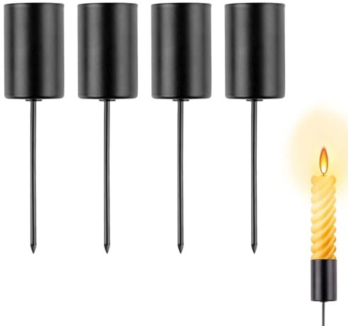 4 Piezas Candelero de Corona de Navidad, Portavelas de Metal Negras, Portavelas para Corona de Adviento, Ø 2.5cm Soporte de Portavelas para Hogar Bodas Eventos Fiestas Cenas Cumpleaños