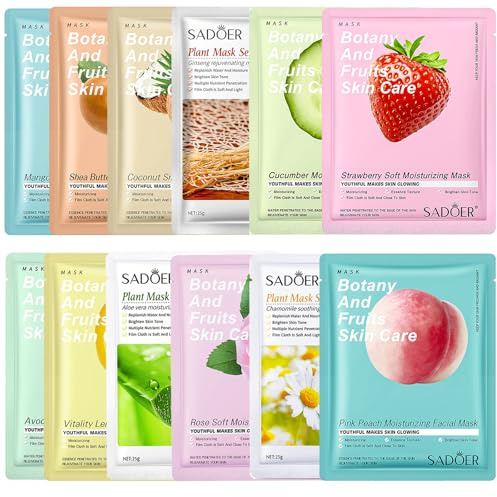 12 Pcs Maschera Viso Maschere Per Il Viso Maschere Viso Maschere Set Maschere Viso Maschera Viso Idratante Maschere Viso In Tessuto Maschera Viso Tessuto Face Mask Maschera Idratante Viso Maschere