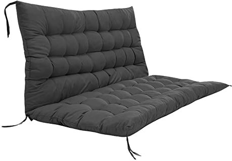 Outdoor-Bankkissen mit Rückenlehne, verdicktes, rutschfestes Sitzkissen für Garten, Terrasse, 3-Sitzer-Schaukelbank, Auflage für Hinterhof, Zweisitzer, Dunkelgrau, 150 x 100 x 8 cm