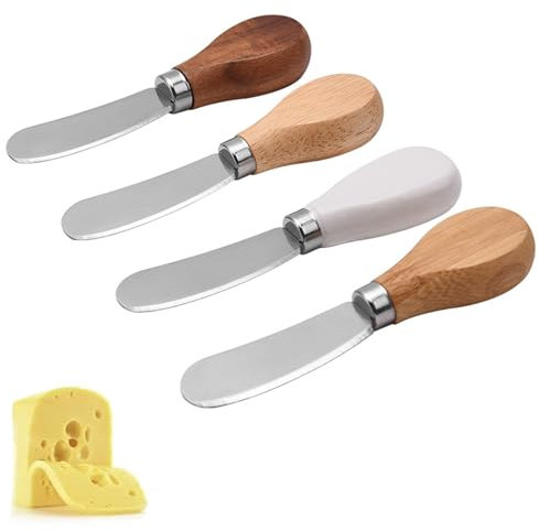 landscape lights2K 4 StüCk Buttermesser Mit Verschiedene Materialien,Marmeladenmesser Kleiner Butterschaber Für KäSe Butter Marmelade (12.5 Cm)