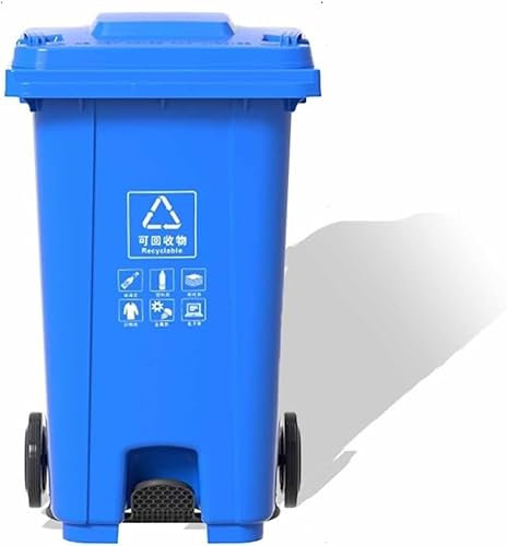 Grande Pattumiera da Esterno, con Coperchio E Ruote, Pattumiera da Cucina Calpestabile a Mani Libere, per Uso Esterno Ed Interno (Blue 100L)