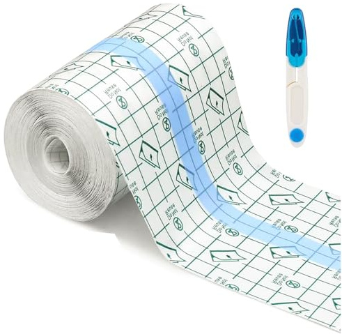 Duschpflaster Wasserfest 10cm*10m Tattoo Folie Wasserfest mit Schere Tattoo Pflaster Wasserdicht Folienverband für Handgelenke, Schulter, Arme,Wundverband, Schutzschild