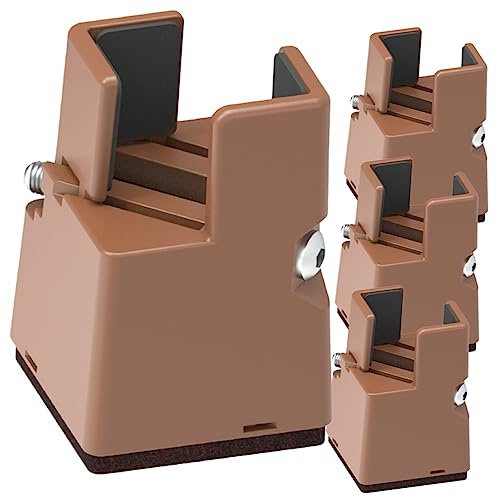 KOCKSHION 4pcs Adjustable Platform Bed Risers 5cm Height for 22-42mm Furniture Legs Brown Sturdy Bed and Table Raiser Blocks Suitable for Desks Chairs