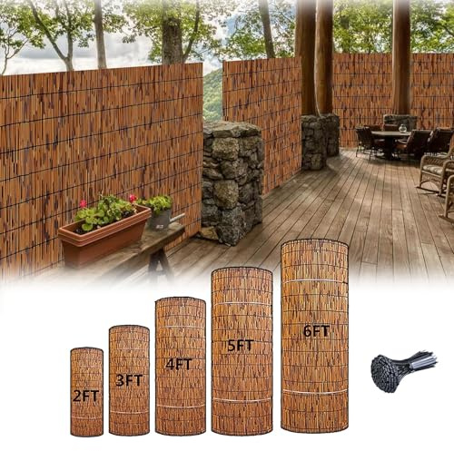 Rollo De Valla De Caña Natural, Pantalla De Protección De Privacidad For Balcón, Valla De Valla De Jardín, Valla De Bambú, For Patio, Jardín, Balcón, Cortina De Pantalla De Caña(0.61x5m/2x16.4ft)