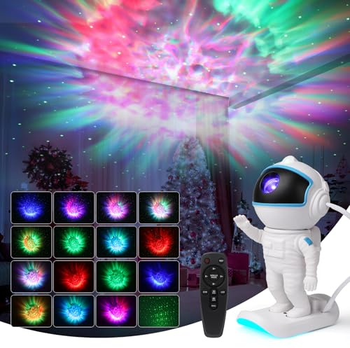 JVURICE Proiettore astronauta, proiettore a LED cielo stellato, con timer a telecomando, proiettore 3D Galaxy, cielo stellato, luci notturne e luci snooze, per cameretta dei bambini e home theater