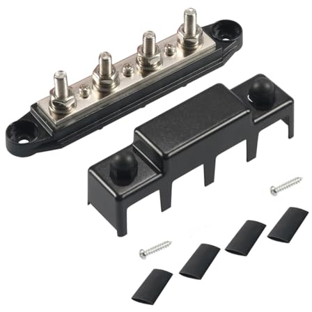 150A Sammelschiene M8 12V - 48V Messing Masseverteiler für Geländewagen Boot Camper KFZ Heavy Duty Busbar (Schwarz)