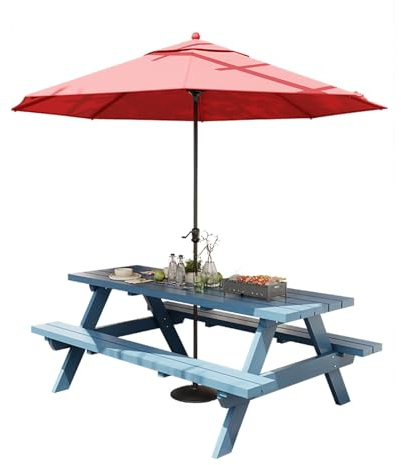 Heliosrider BalkonmöBel Set Klein GartenmöBel Bierzeltgarnitur Gartenlounge Set mit Sonnenschirm Stapelbare StüHle Set für Garten Hof Veranda Terrasse(Blue,120 * 60 * 60cm)