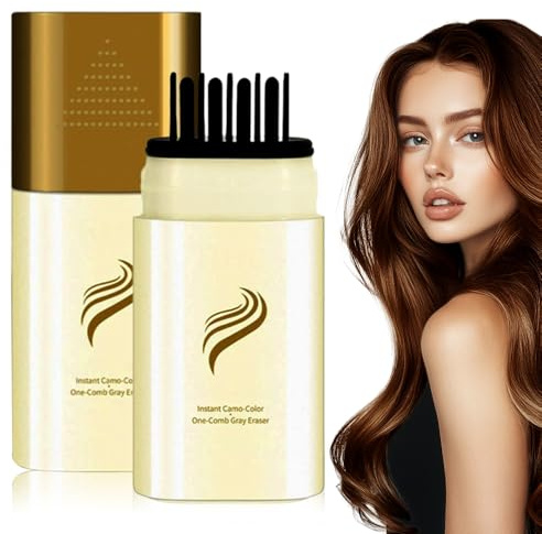 2-in-1 Hair Color Stick & Comb,2025 Graue Haare Abdecken für Frauen und Männer, Natürlich Ansatzfarbe Wasserdicht und schweißdicht für Alle Haartypen (Naturbraun)
