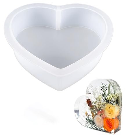 Molde de Silicona para Resina en Forma de Corazón,Forma de Corazón Moldes de Silicona Resina Epoxi Moldes de Resina para Marco de Fotos para Manualidades Bodas y Aniversarios Decoración del Hogar
