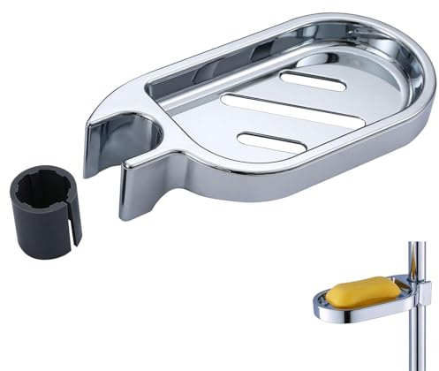 Portasapone da bagno a clip, regolabile, supporto per sapone in ABS, con asta rotonda da 22 mm, asta per tubo, asta per tubo da bagno, lavello da cucina (argento)