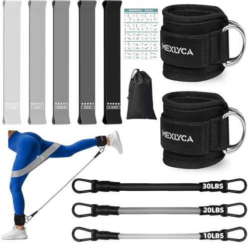 Resistance Bands Set – Resistance Band and Adjustable Ankle Exercise Bands with cuffs for Training, Working Out, Yoga,Home Gym with Training Guidance & Carry Bag,Set of 8