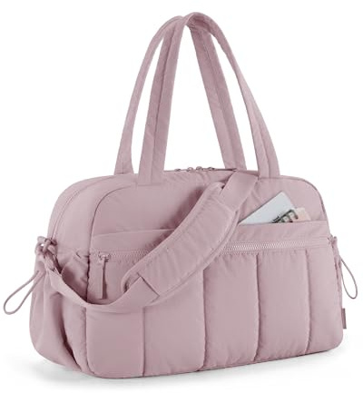 BAGSMART Sportväska dam, resväska 24 l weekender vattenavvisande reseväska handbagage gymväska klinikväska födelse sjukhusväska med PVC våt väska för fitness, simning, bastu, Gråviolett, S