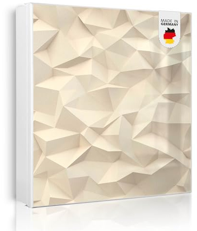 banjado Großer Schlüsselkasten Metall - Schlüsselbox 30x30cm beschreibbarer mit 32 Haken - Schlüsselkasten modern für Schlüsselaufbewahrung - Korpus Weiß Scharnier Rechts - Motiv Steinwand 2