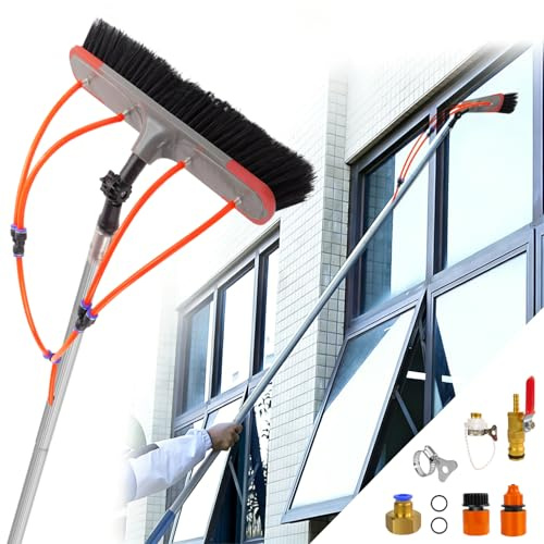 7M Adjustable Water-Fed Telescopic Brush – Complete Cleaning Kit with 180° Rotatable Head & Reinforced Pole for Solar Panels, High Windows & Building Facades