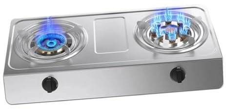 Cuisinière À Gaz D'intérieur - Gaziniere Gaz 2 Feux, 4,5/5,2 KW, Acier Inoxydable, Pose Libre, Sécurité Anti-extinction De Flamme, Pour La Cuisine, Le Jardin(NG)