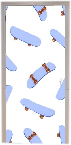 TACOKI Türtapete Selbstklebend Türposter Skateboard Türbekleben Skateboard Türbilder, 3D Effekt Fototapete Türfolie Poster Türaufkleber Wandtattoo Tür Dekoration Stickers 77x200 cm 8983z