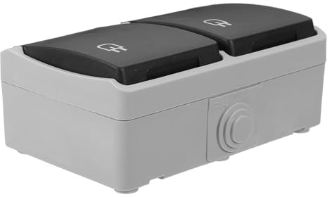 SHINEOFI Presa Elettrica da Incasso a Muro Ue 2 Posti con Coperchio Protettivo Ip44, Base Presa Doppia Connessione Resistente Agli Schizzi per Interno ed Esterno, Installazione Semplice