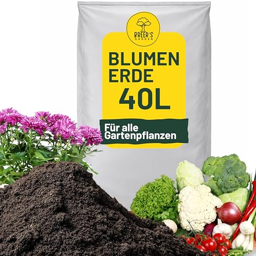Blumenerde 40 Liter – Universalerde für Zimmer- & Balkonpflanzen – Nährstoffreich, Strukturstabil & Wasserspeichernd – Torfreduziert – Für kräftiges Wachstum & gesunde Wurzeln