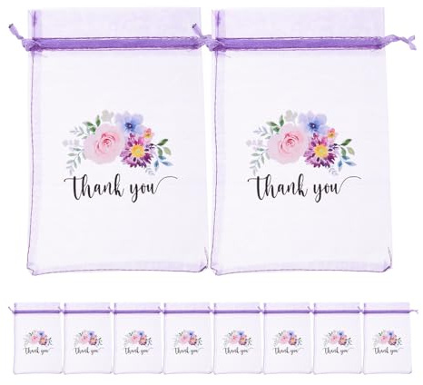 TIKODIDA 10 Stück Violette Organzasäckchen mit Kordelzug 10x15cm Feines Organza Material Feuchtigkeitsbeständig als Lavendelbeutel für Hochzeitsgeschenke