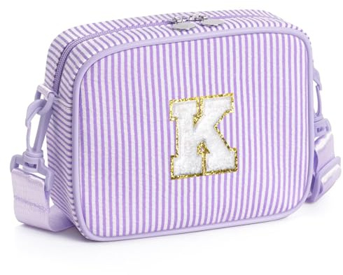 YOOLIFE Borsa a tracolla con lettere per bambine, regalo per bambine da 3, 4, 5, 6, 7, 8, 9, 10, 11, 12 anni, regalo di compleanno personalizzato per adolescenti, sorelle, nipote, Lilla, K