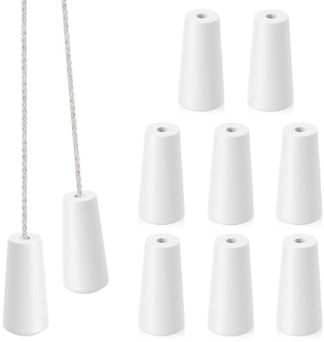 Elegaperma 8pcs Blind Pull Cord Ends, Wood Bathroom Pull Cord Handle, Window Blind Wood Cords Knobs for Bathroom Blinds Light and Shades Decoration(White)