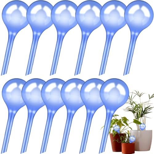 JEDWKFA 12 Bolas de Riego, Autorriego, 13 x 5 cm, 70 ml, PVC, Autorriego para Macetas, Bolas de Riego para Plantas, Autorriego para Macetas Vacaciones, para Interior y Exterior
