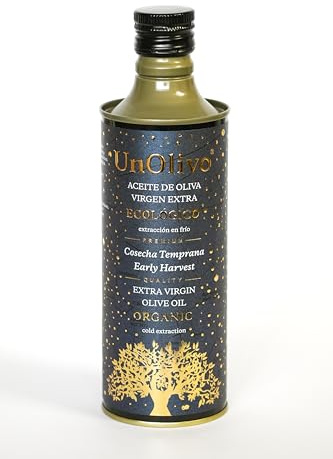 UnOlivo Aceite de Oliva Virgen Extra Ecológico Premium 500 ml | Cosecha Temprana | Variedad Picual | Lata