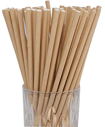 LUXENTU Strohhalme Trinkhalme aus Papier - 100, 300, 500 oder 1000 Stück - (100 Stück, Natur)
