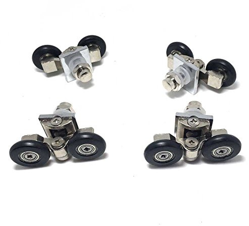 Lot de 4 roulettes pour porte de douche réglables 25 mm